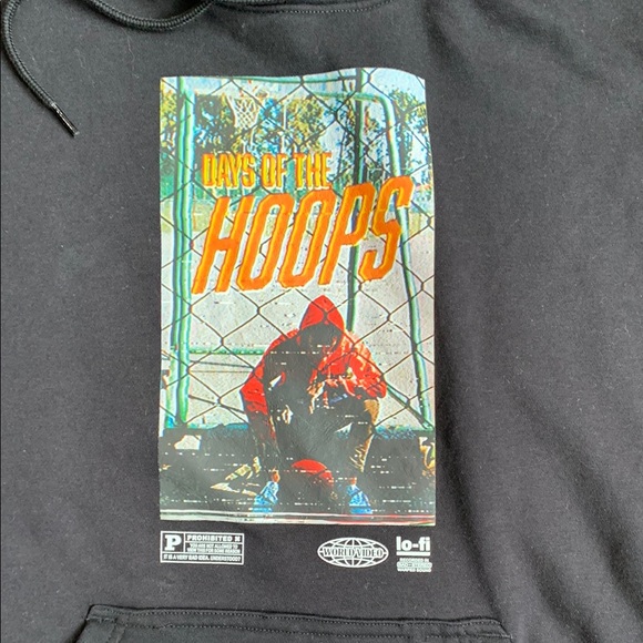 H&M Black Graphic oversized Sweatshirt Hoodie - Picture 2 of 8